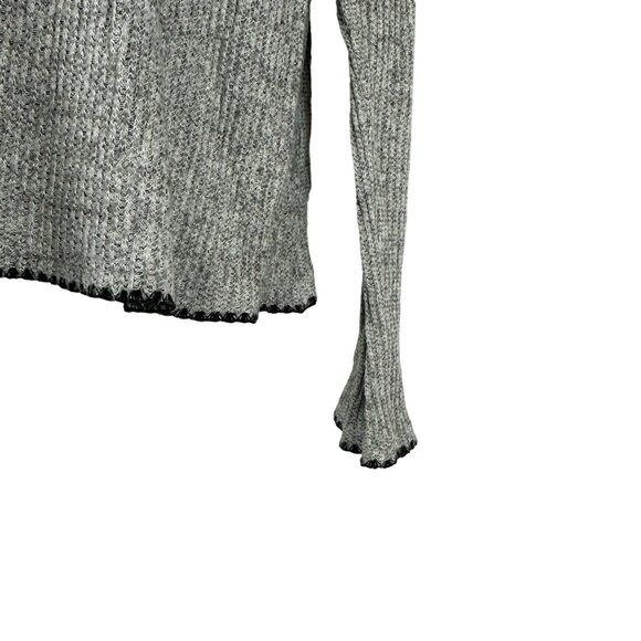 Ginger G Womens Long Sleeve Ribbed Gray Sweater With Pocket Lightweight Cozy Fit - Picture 9 of 10